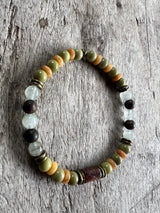 Petra Bracelet - Avocado Jasper / Topaz / Green Rutilated Quartz / Bronzite / Hessonite