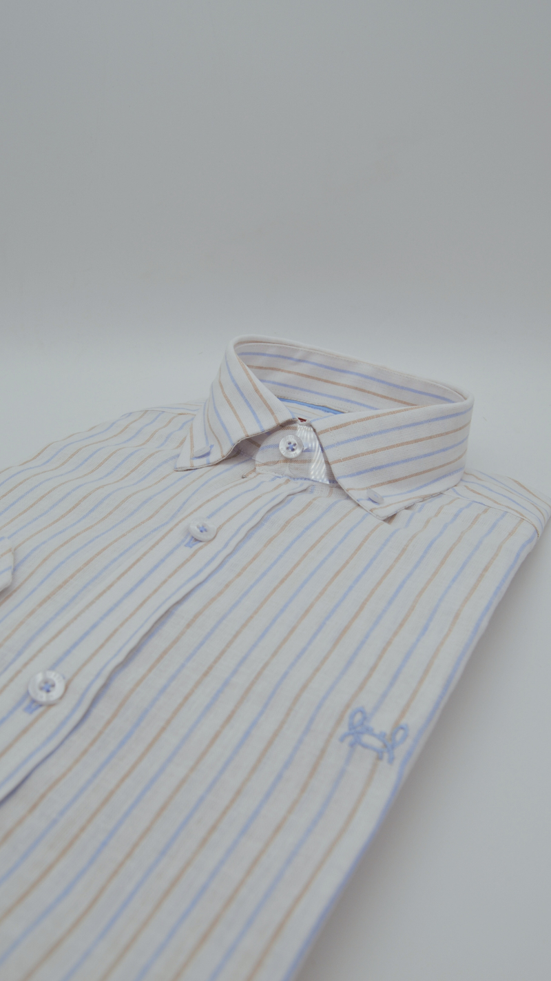 Striped Linen Shirt - Blue/Beige