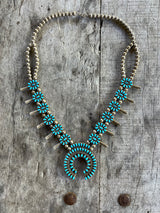 Handmade Vintage Zuni Squash Blossom Necklace