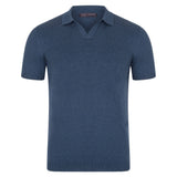 Ultra Fine Cotton Buttonless Polo Shirt - Blue Melange