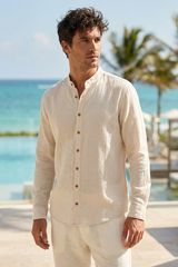 Luigi Mandarin Shirt - Beige