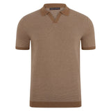 Honeycomb Buttonless Polo Shirt - Camel