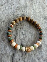 Petra Bracelet - Gold Silk Sandalwood / Fossil / Serpentine / Olive Walnut / Sunstone / Jade