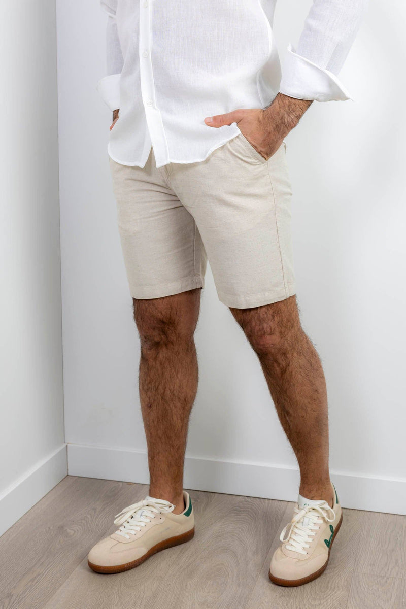 Linen Bermuda Shorts - Beige