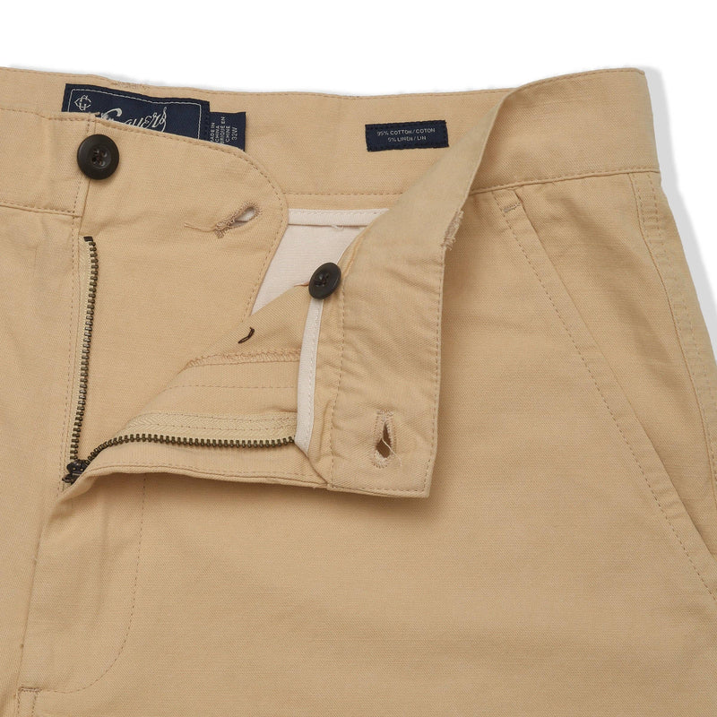 Cotton Linen Blend 8" Shorts - Khaki