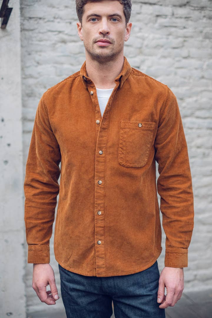 Recycled Corduroy Overshirt - Caramel