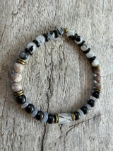 Petra Bracelet - Black Rutilated Quartz / Gold Obsidian / Maifanite / Grey Agate