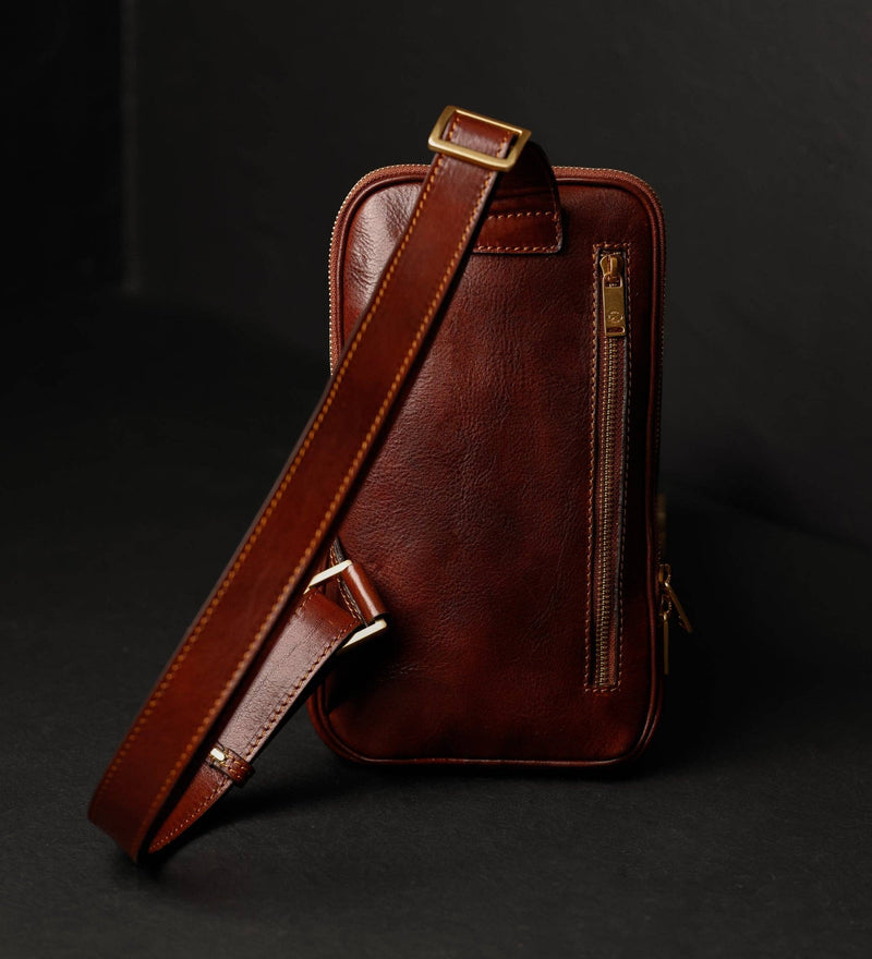 Leather Crossbody Bag - Mahogany