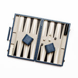 Backgammon Set in Blue Ostrich Leather