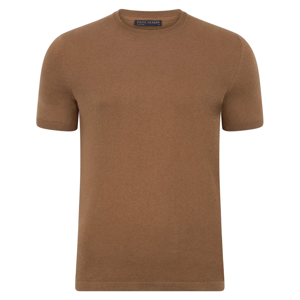 Ultra Fine Cotton Knitted T-Shirt - Camel
