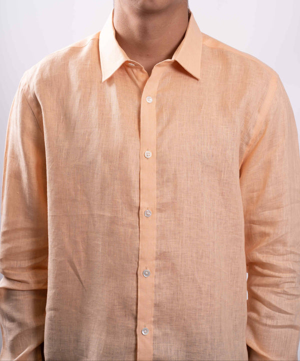 Linen Long Sleeve Shirt - Peach