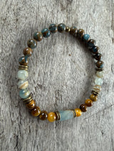 Petra Bracelet - Lake Blue Variscite / Yellow Pietersite / Blue Argentinian Calcite