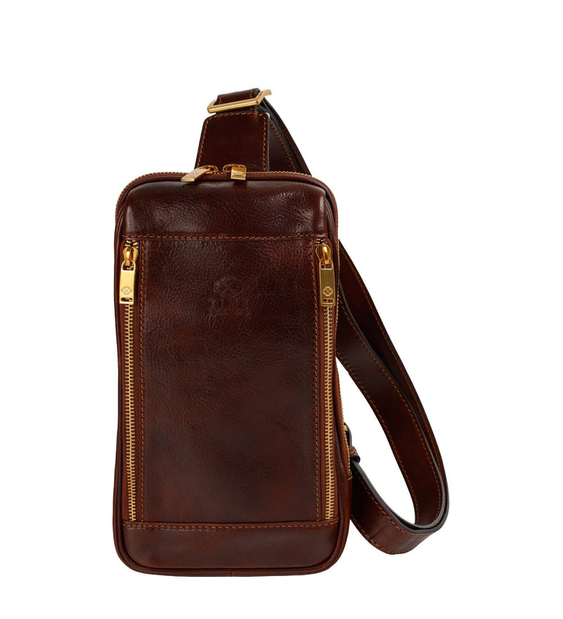 Leather Crossbody Bag - Mahogany