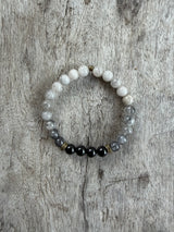 Petra Bracelet - Rutilated Quartz / Obsidian