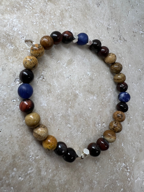 Petra Bracelet - Picture Jasper / Red Tigers Eye / Blue Vein Stone