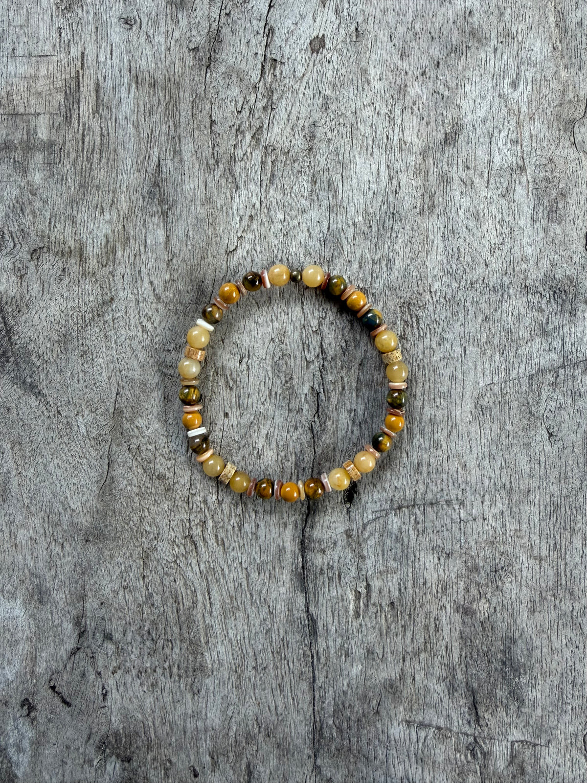 Petra Bracelet - Yellow Topaz / Yellow Pietersite / Picture Jasper / Shell