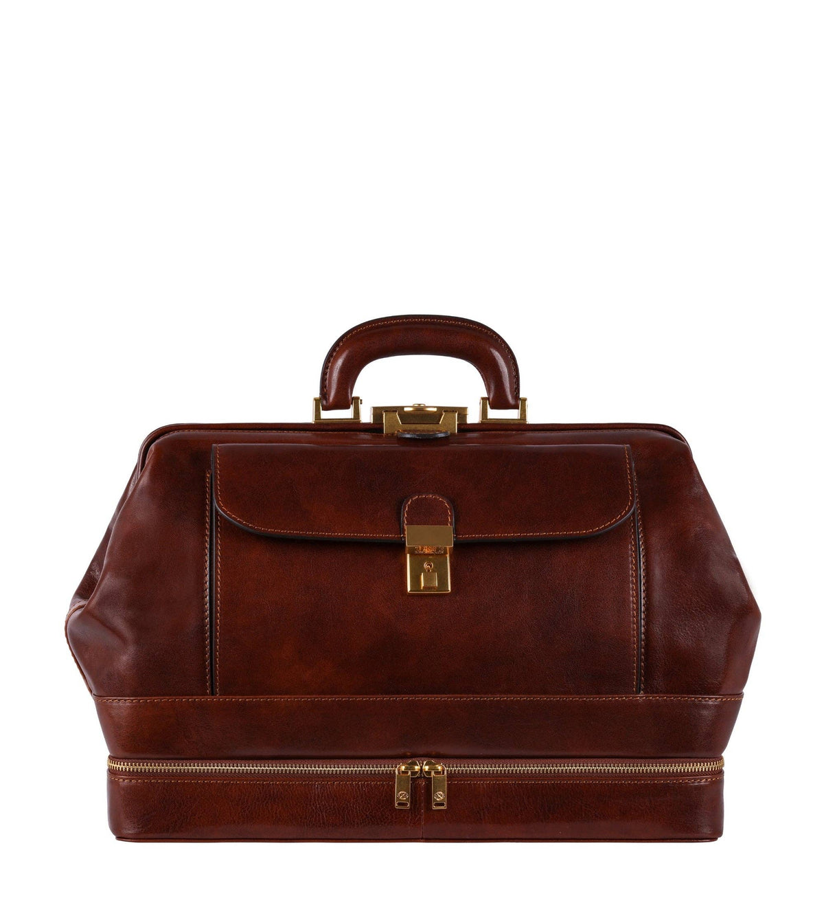 Large Italian Leather Doctor Bag - Brown