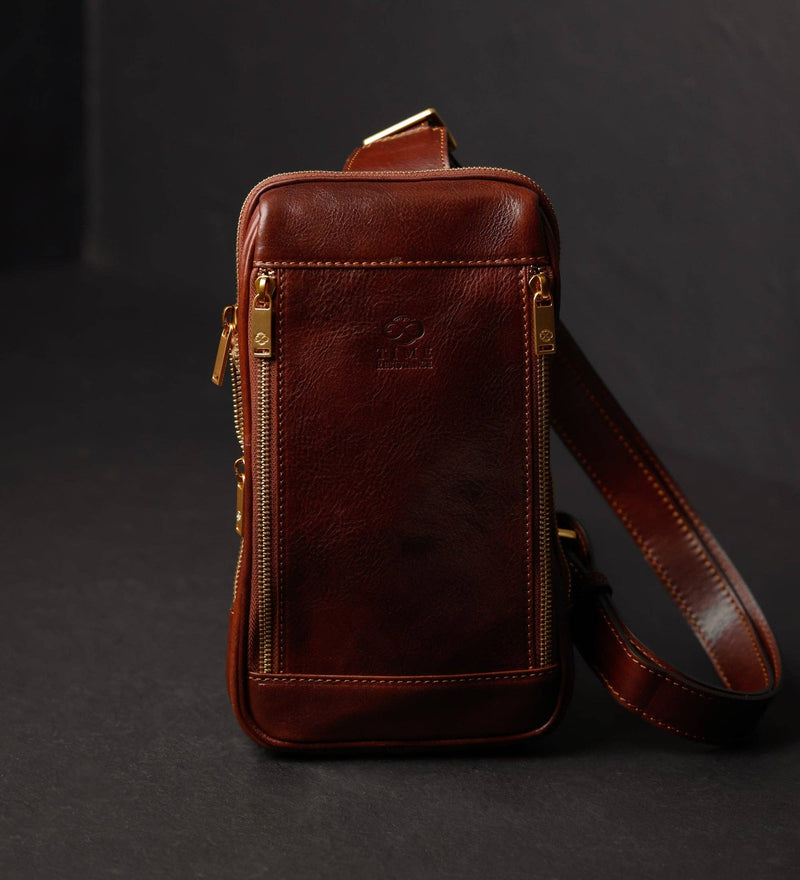 Leather Crossbody Bag - Mahogany