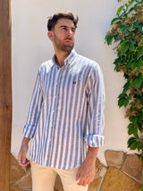 Striped Linen Shirt - Khaki