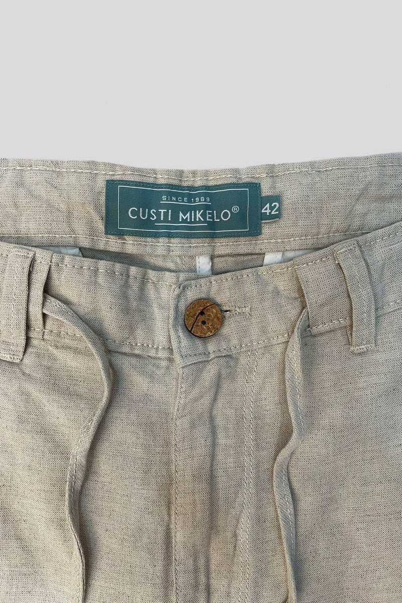 Linen Bermuda Shorts - Beige
