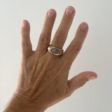 MOON ROCK RING - SOLID BRONZE + MILKY SAPPHIRE