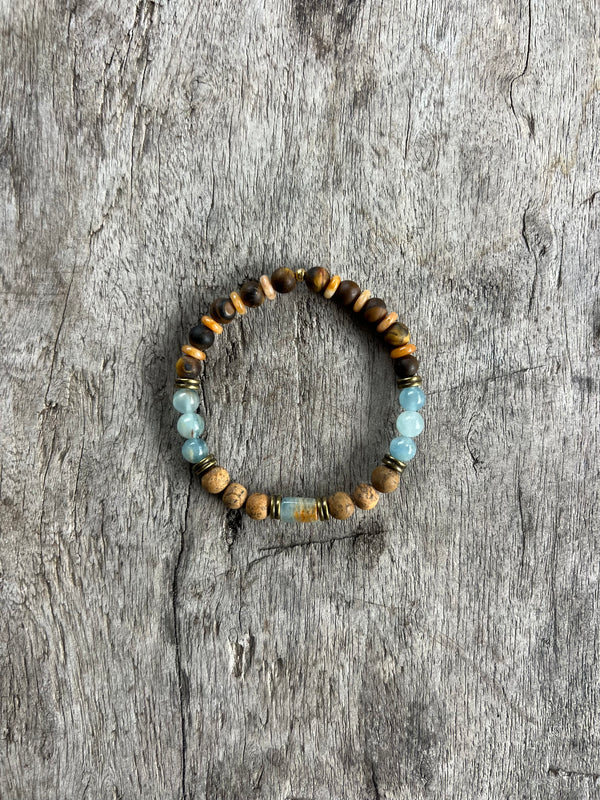 Petra Bracelet - Tiger's eye / Topaz / Blue Argentinian Calcite / Picture Jasper