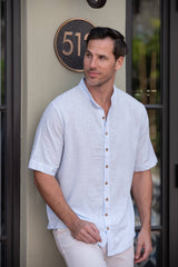 Rossi Short Sleeve Mandarin Shirt - White