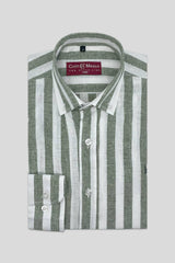 Striped Linen Shirt - Khaki