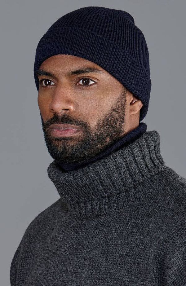 Heavyweight Merino Beanie - Navy