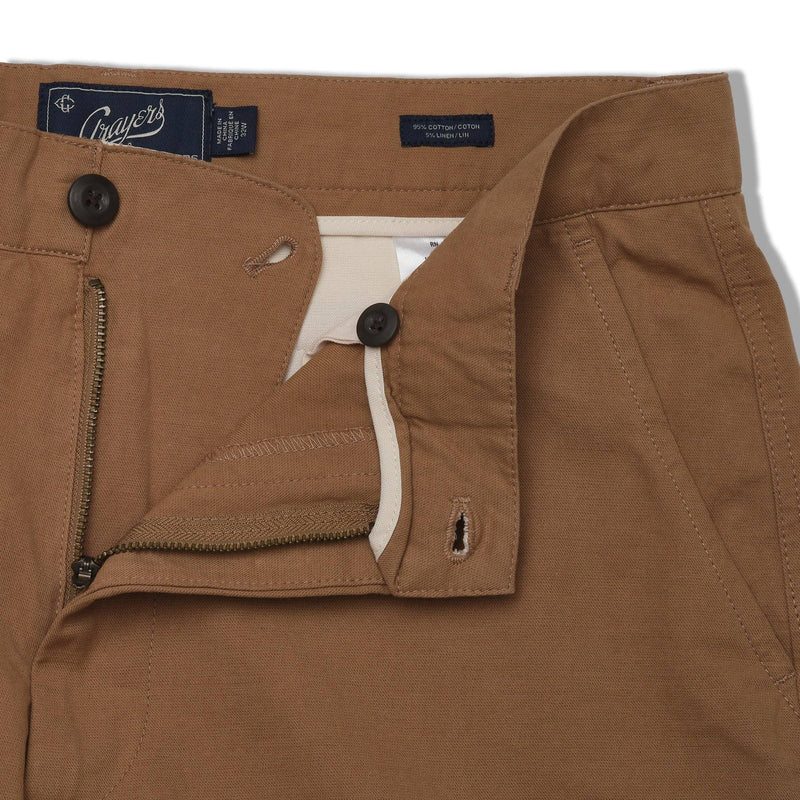 Cotton Linen Blend 8" Shorts - Coffee