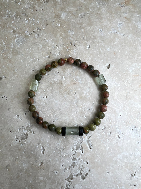 Petra Bracelet - Unakite / Rutilated Prehnite