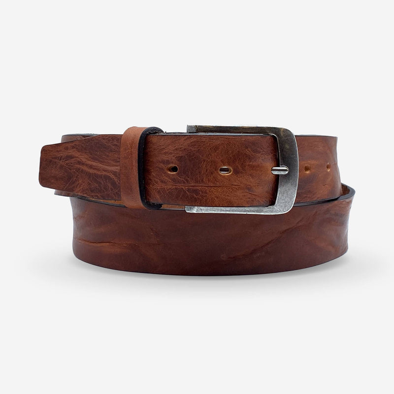 MEN'S LEATHER BELT - TOBACCO