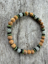 Petra Bracelet - Picture Jasper / Pearlescent Labradorite / Jade / Black Tourmaline