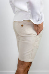 Linen Bermuda Shorts - Beige