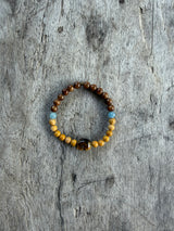 Petra Bracelet - Brown Persian Jade / Yellow Jade / Blue Argentinian Calcite / Tiger's Eye Skull