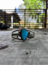 Signed Vintage Navajo Sleeping Beauty Turquoise Bangle
