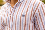 Striped Linen Shirt - Light Blue/Brown