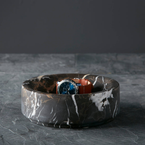 Black & Gold Marble Honed Finish Key Bowl