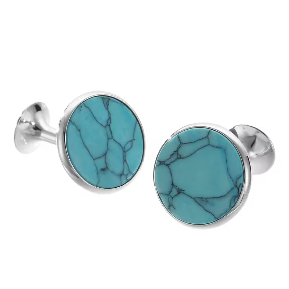 Round Cufflinks - Howlite
