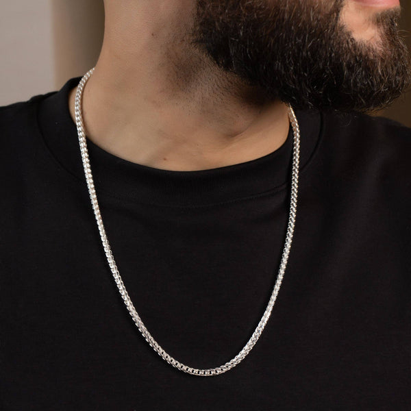 925 Sterling Silver Franco Box Chain Necklace 22" / 4MM