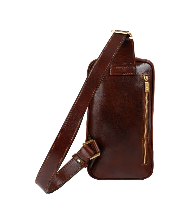 Leather Crossbody Bag - Mahogany