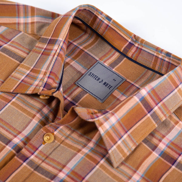 Plaid Long Sleeve Woven Shirt - Copper