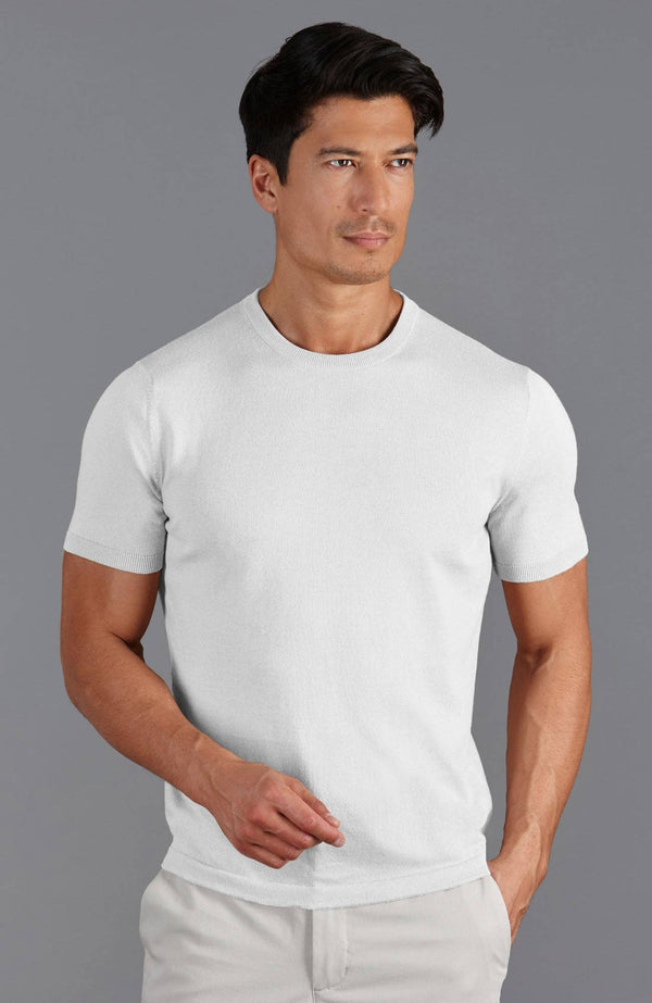 Ultra Fine Cotton Knitted T-Shirt - White