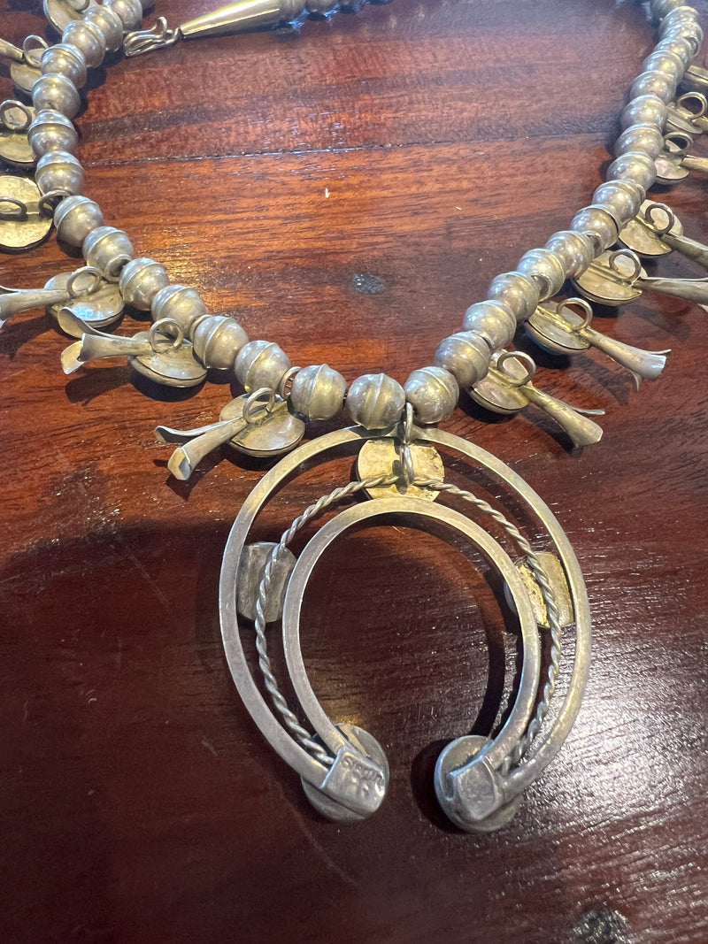 Handmade Vintage Navajo Squash Blossom Necklace