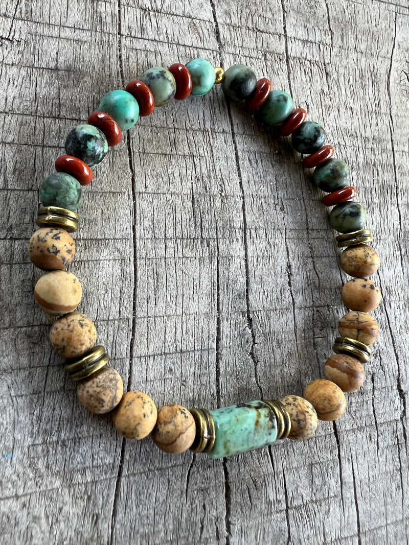 Petra Bracelet - Picture Jasper / African Turquoise / Jasper