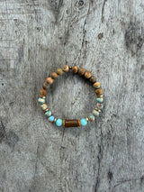Petra Bracelet - Picture Jasper / Turquoise Sea Sediment Jasper / Amazonite / Topaz / Bronzite
