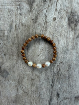 Petra Bracelet - Brown Persian Jade + White Pearl