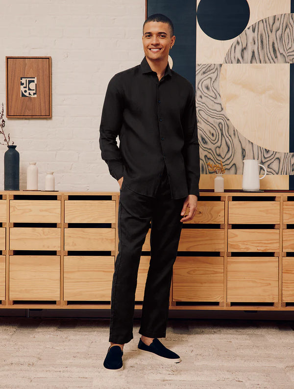 ANTONIO LINEN SHIRT - BLACK