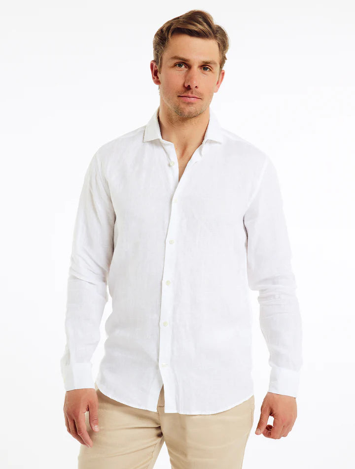 ANTONIO LINEN SHIRT - WHITE