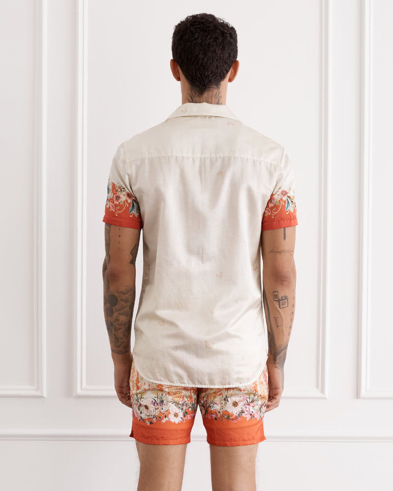 Silk Cotton Short Sleeved Shirt - Bouquet